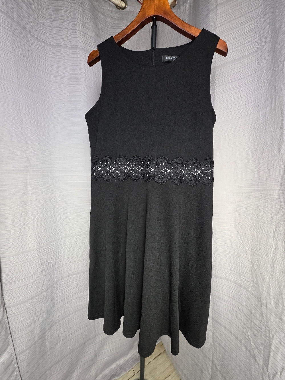 Black Dress Graduatiom Cocktail Fit & Flare A-line Lace Waist Party Classic XL